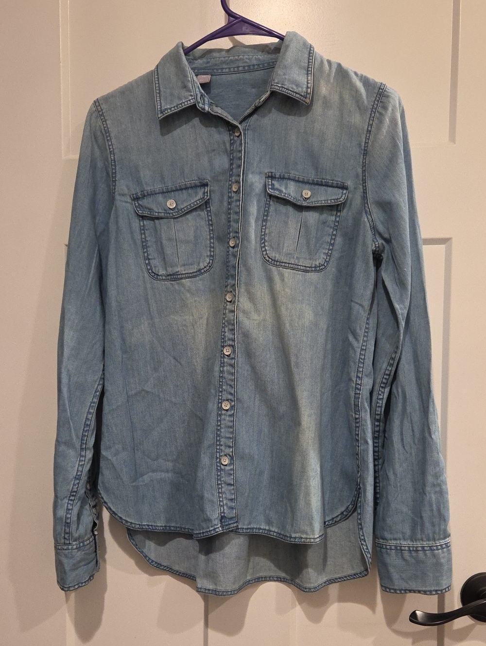 Light Wash Denim Button-Up Shirt